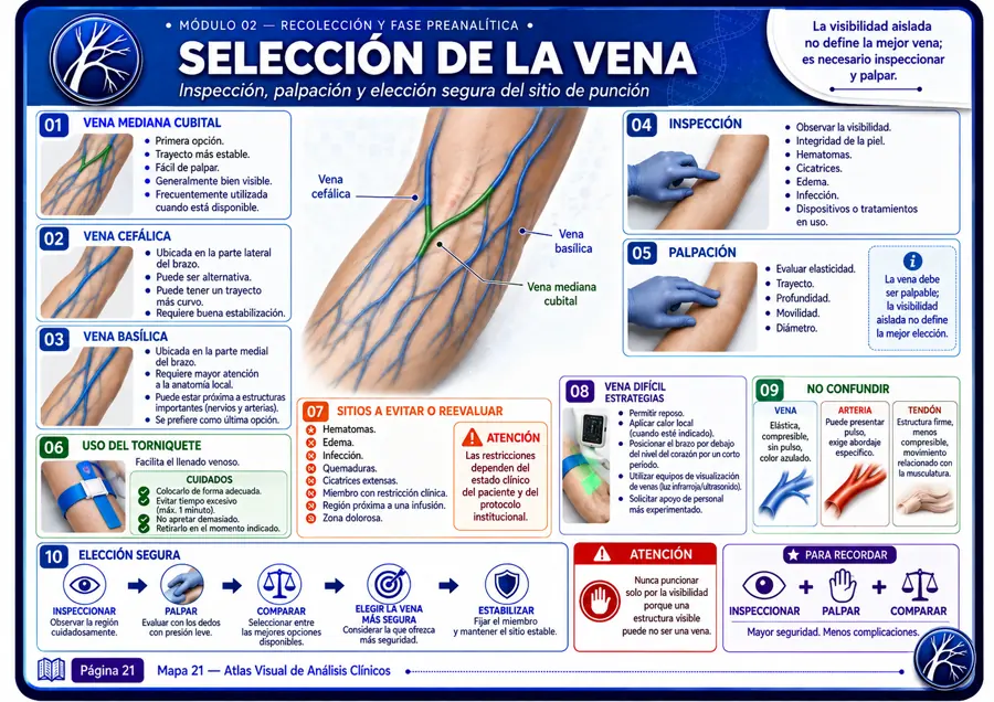 Mapa visual de selección de vena